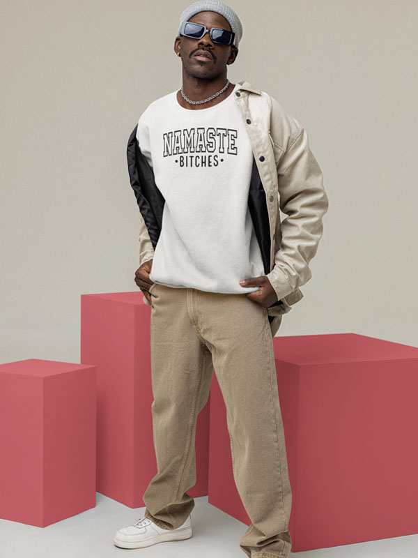 Namaste Bitches Unisex sweater wit katoen