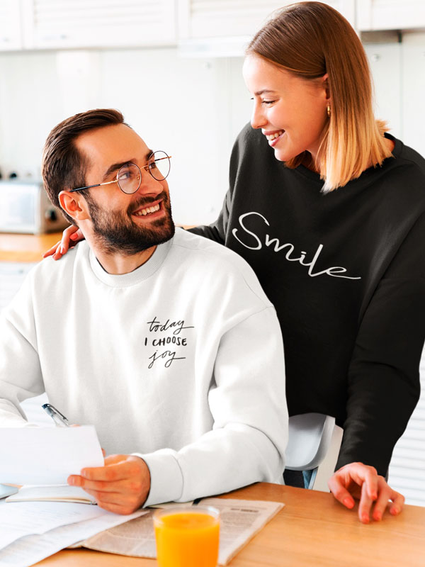today i choose joy sweater en smile zwarte sweater