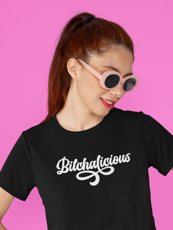 Bitchalicious Zwarte T-Shirt katoen