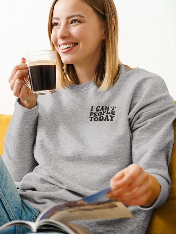 I can t people today sweater minimalist tekst