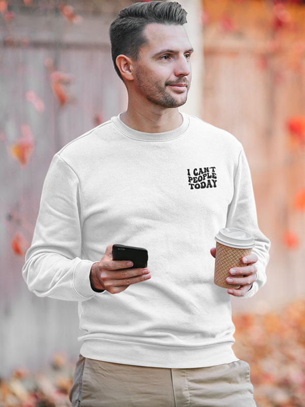 I can t people today witte sweater minimalist tekst