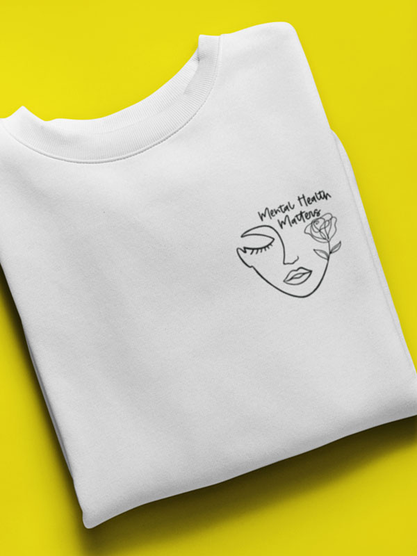Mental Health Matters Witte Sweater Minimalist opdruk