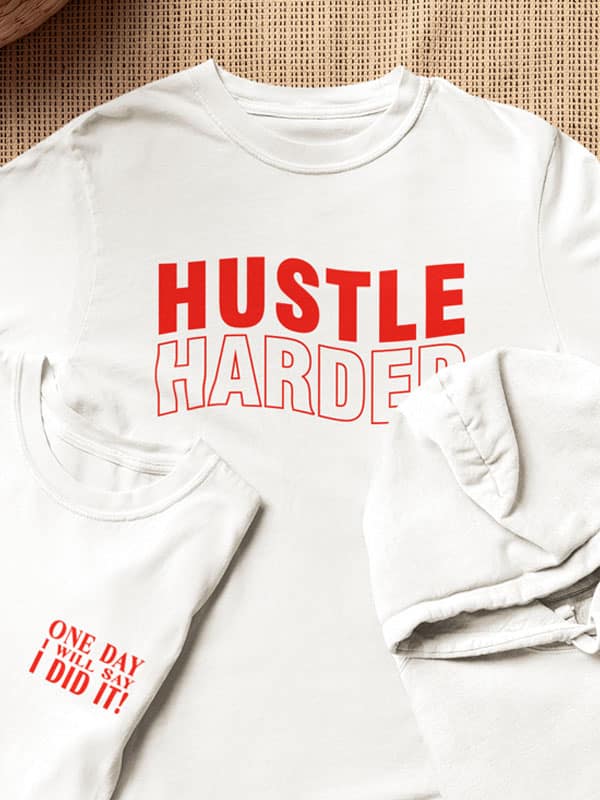 hustle harder inspirerende trui wit